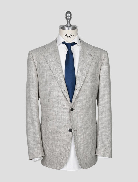 Kiton Gray Cashmere Virgin Wool Silk Linen Suit