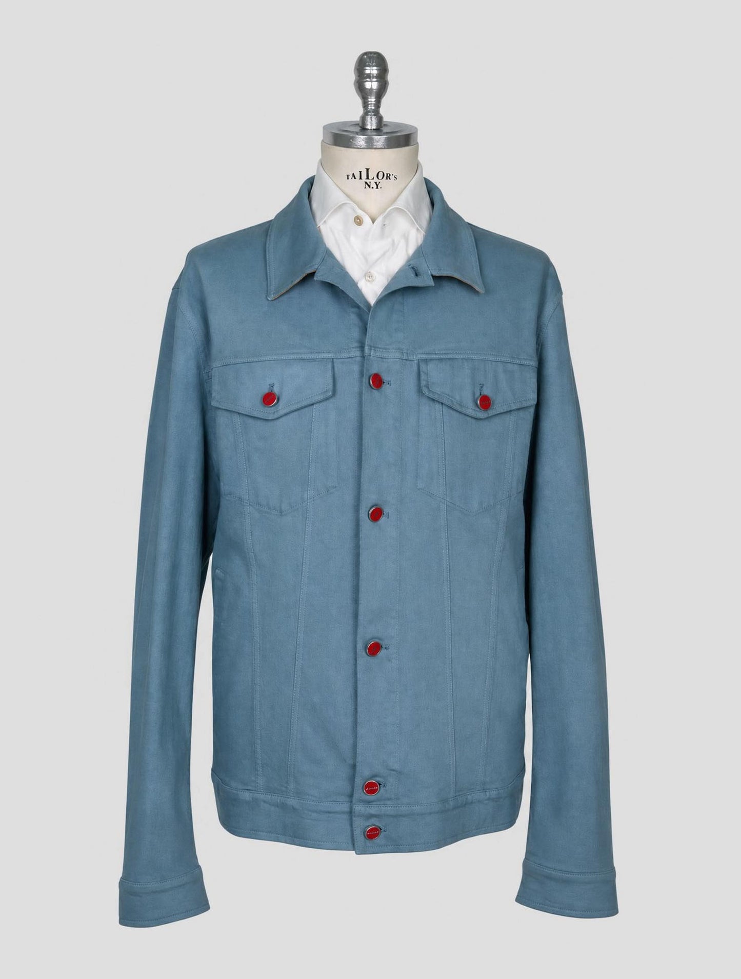 Kiton Light Blue Cotton Ea Coat