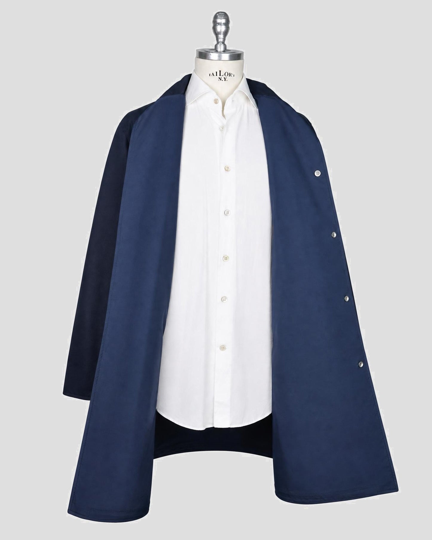 Kiton Blue Cotton Overcoat