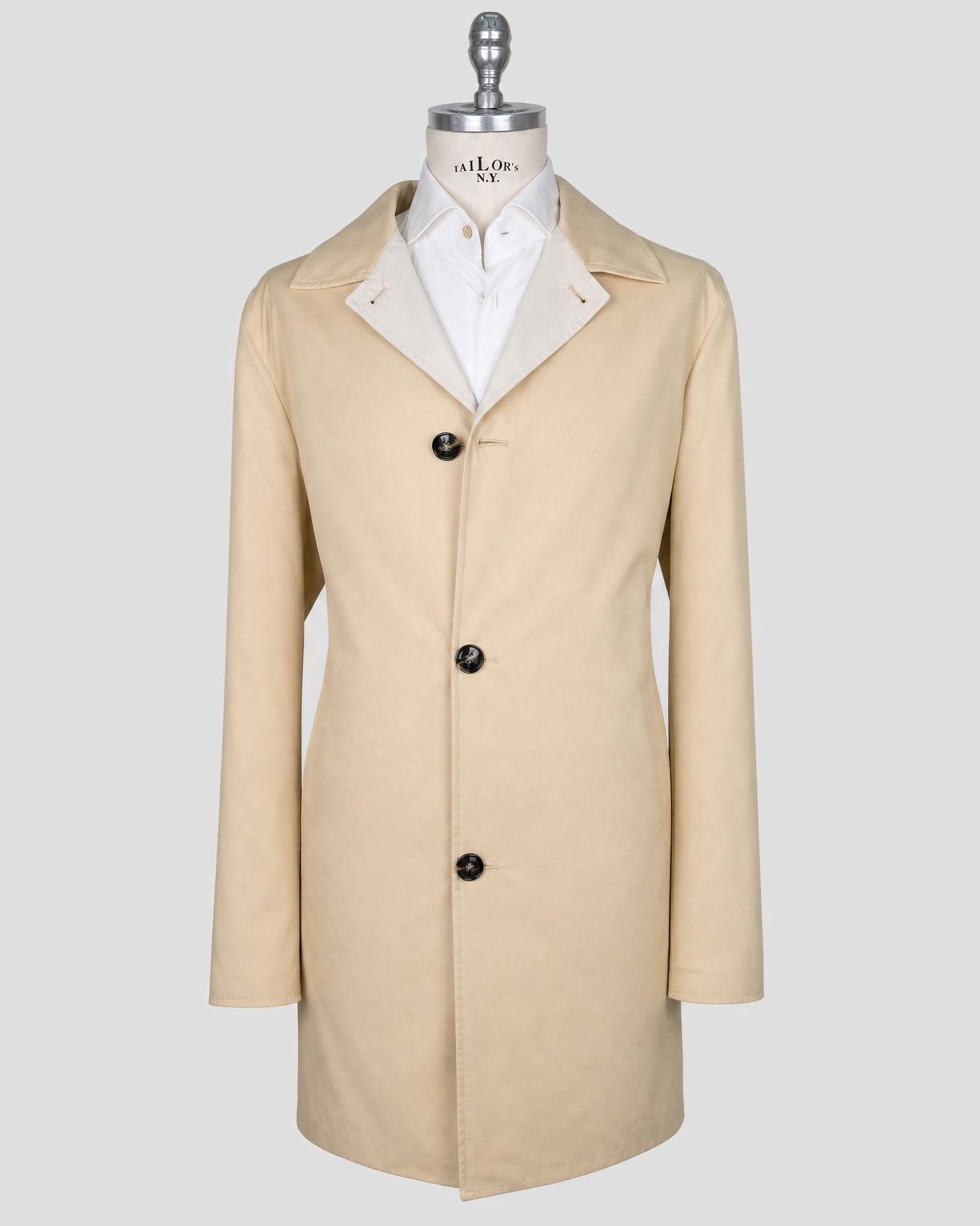 Kiton Beige Cotton Virgin Wool Overcoat