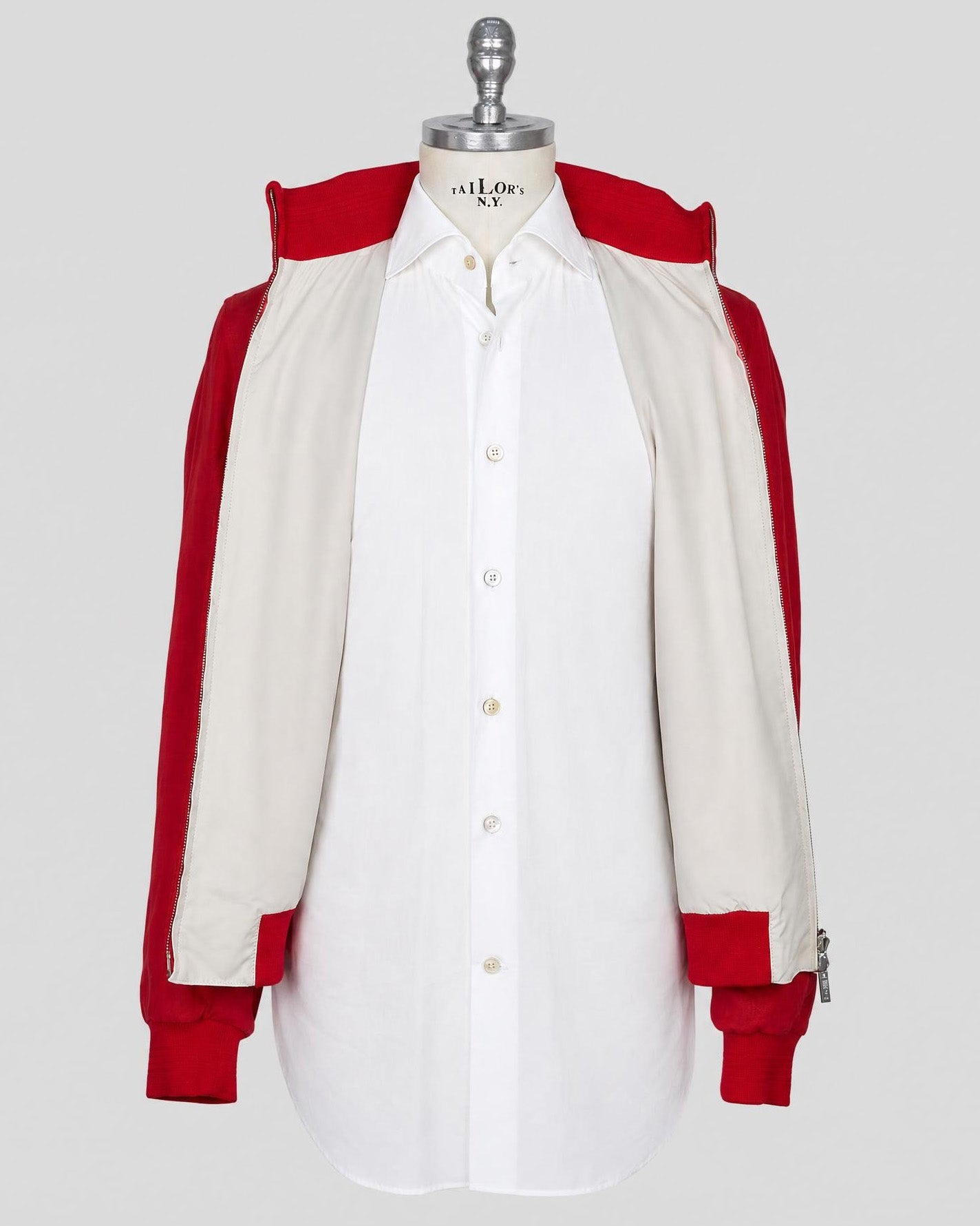 Kiton Red Cotton Virgin Wool Coat