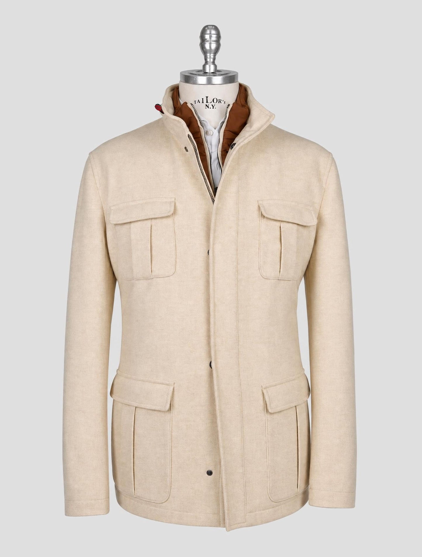 Kiton Beige Cashmere Silk Ea Coat