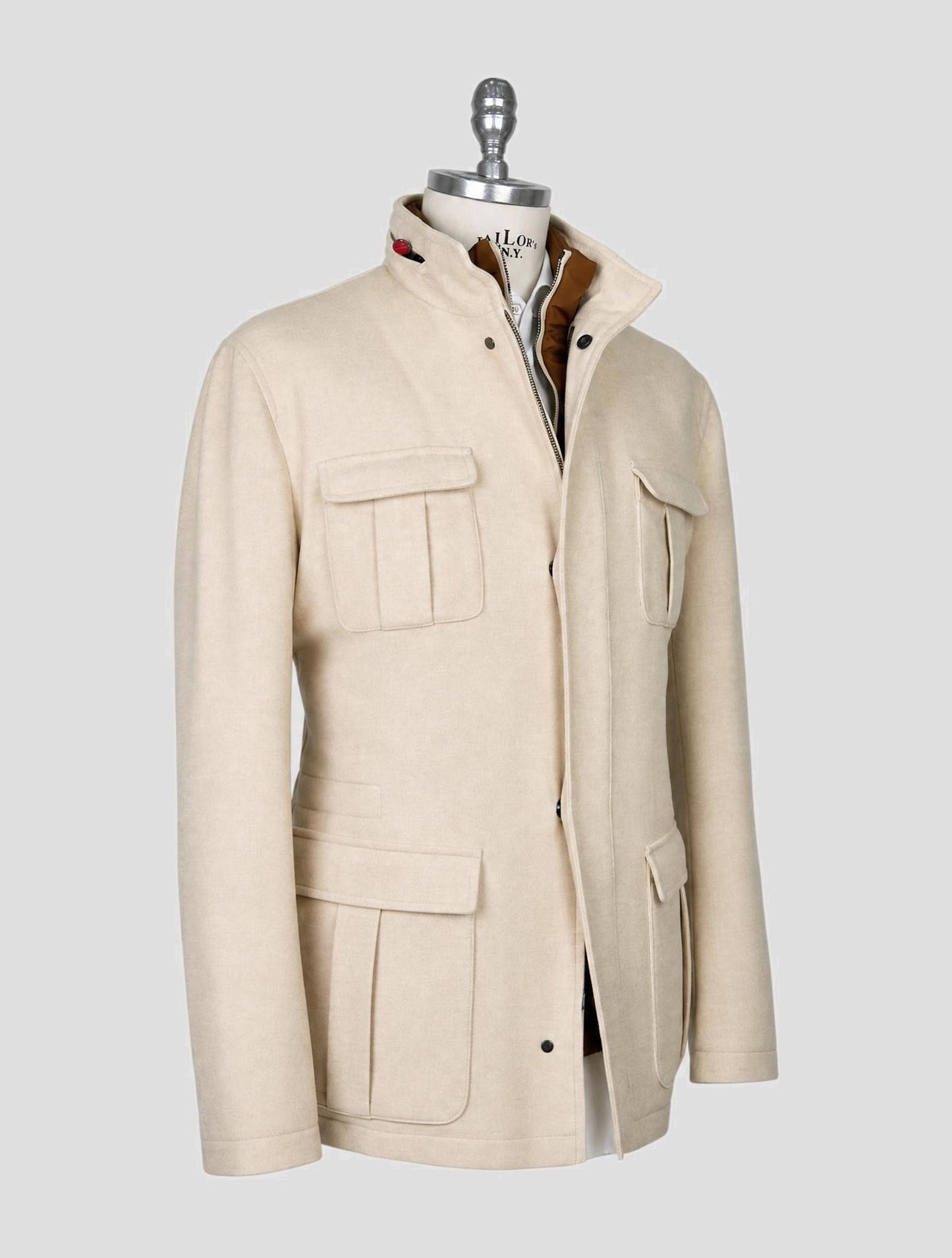 Kiton Beige Cashmere Silk Ea Coat