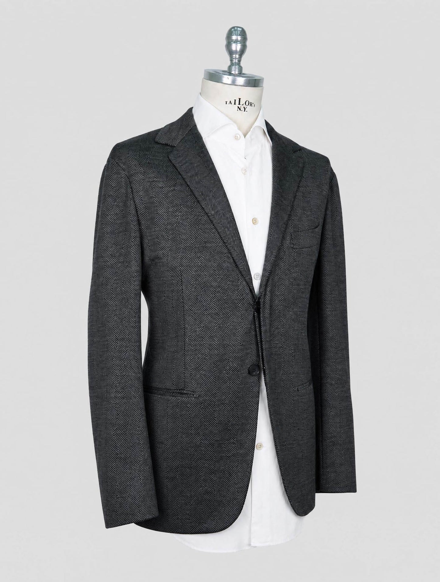 Kiton Knt Gray Wool Cashmere Pl Suit