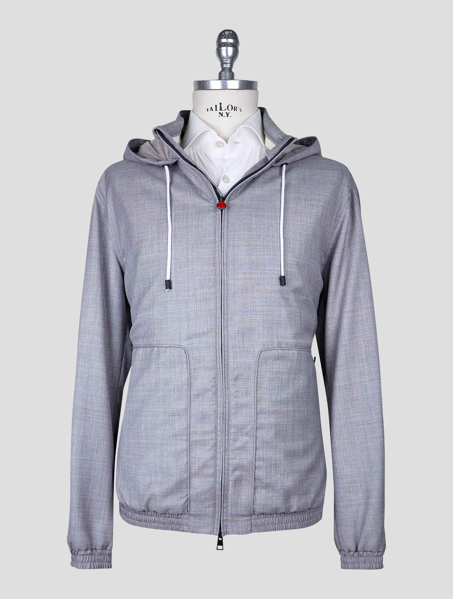 Kiton Gray Virgin Wool Pa Coat