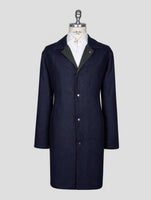 Kiton Blue Green Linen Pl Reverse Overcoat