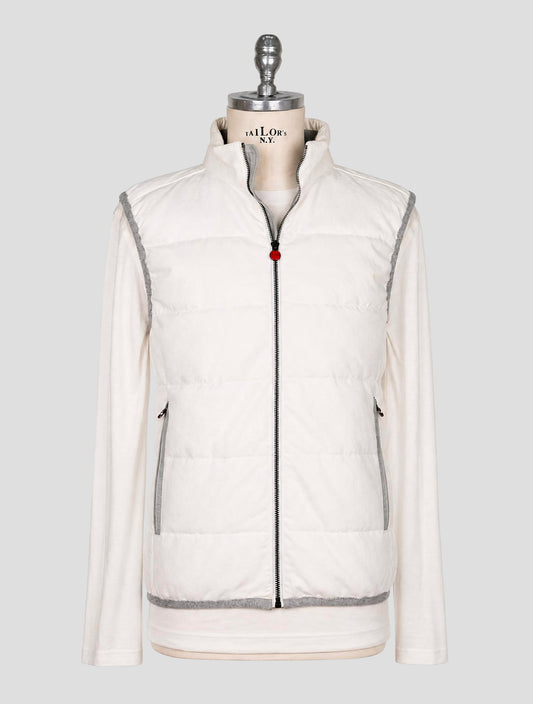 Kiton White Cotton Gilet Coat