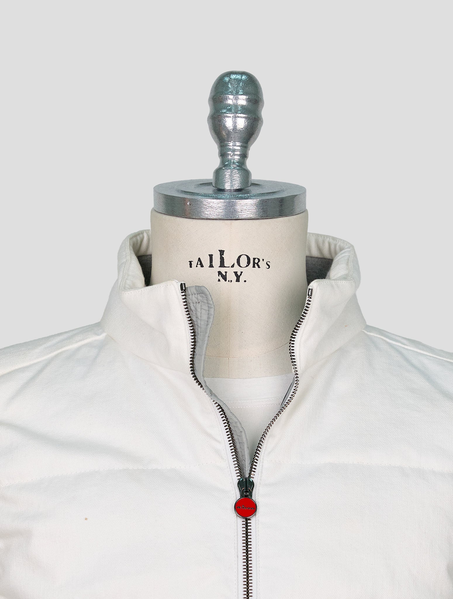 Kiton White Cotton Gilet Coat