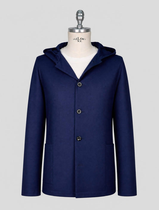 Kiton Blue Virgin Wool Cashmere Pa Ea Sweater Hoodie