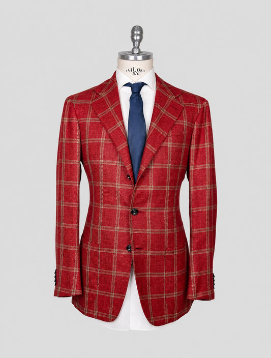 Kiton Red Beige Wool Cashmere Silk Linen Blazer