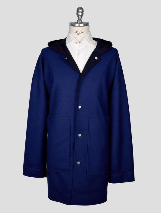 Kiton Blue Wool Ea Overcoat