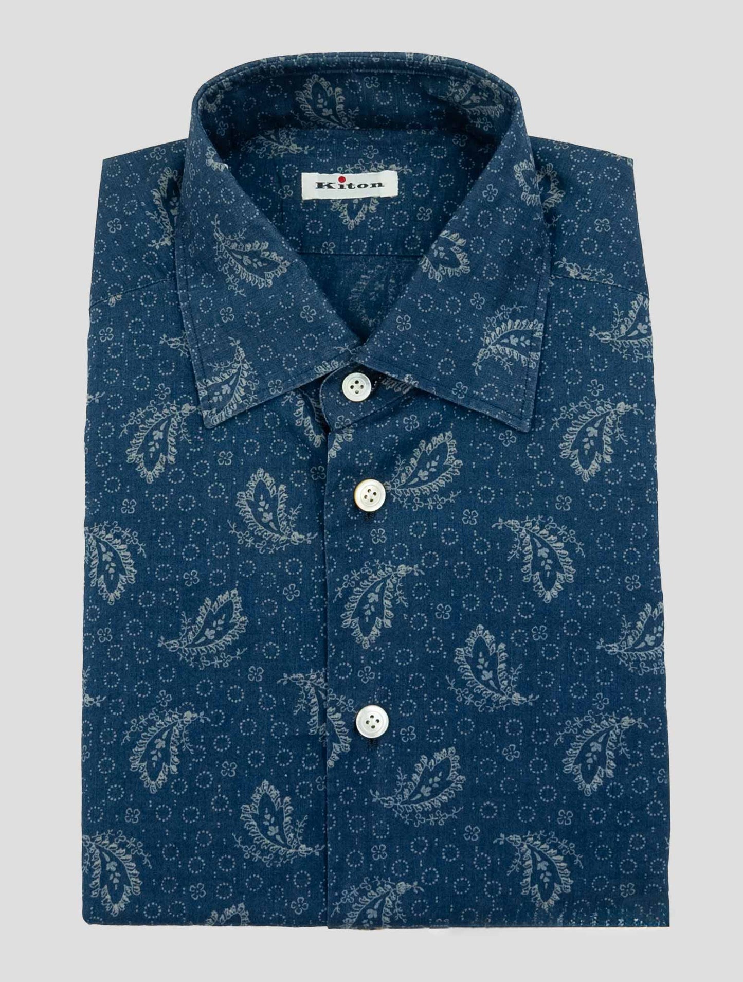Kiton Blue Cotton Shirt