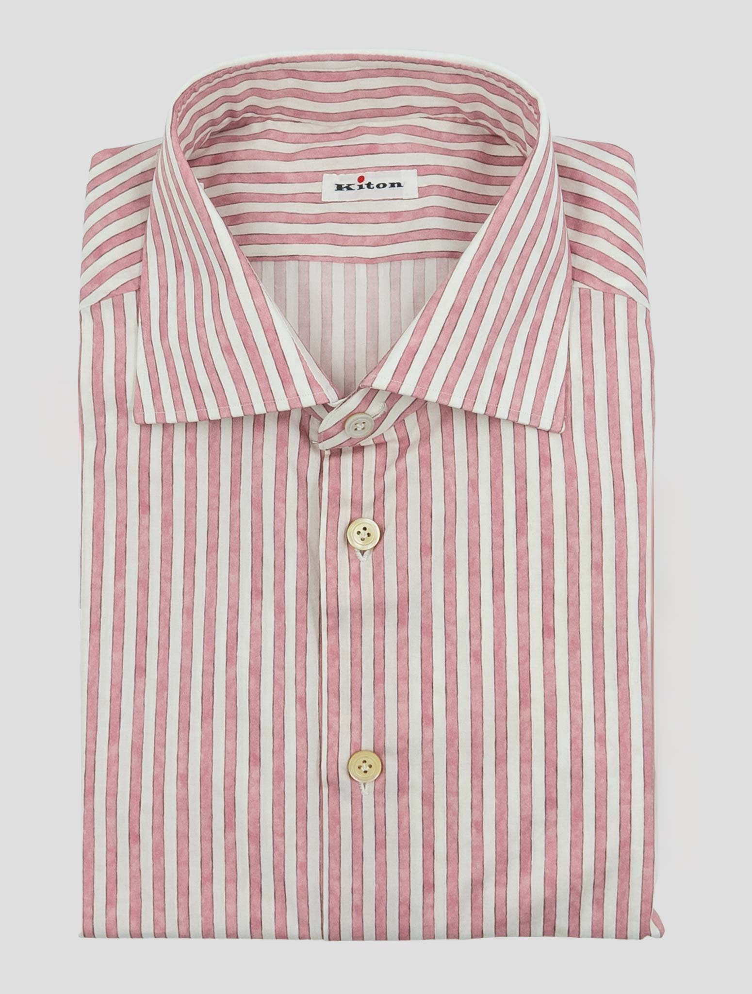 Kiton White Pink Cotton Shirt