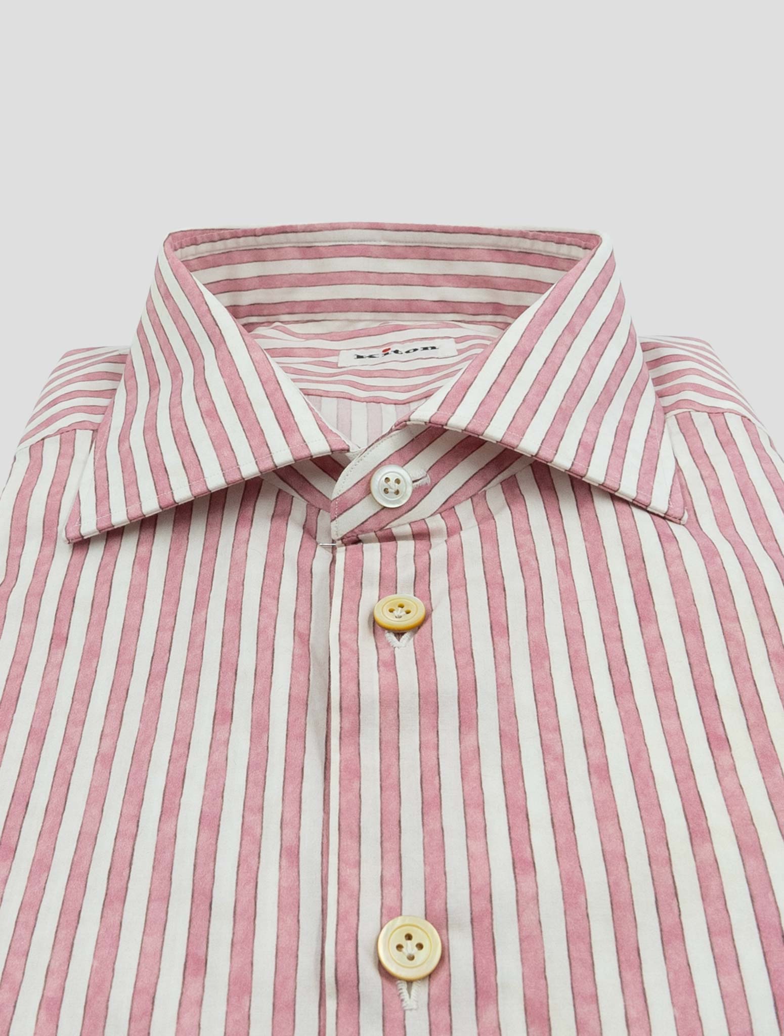 Kiton White Pink Cotton Shirt