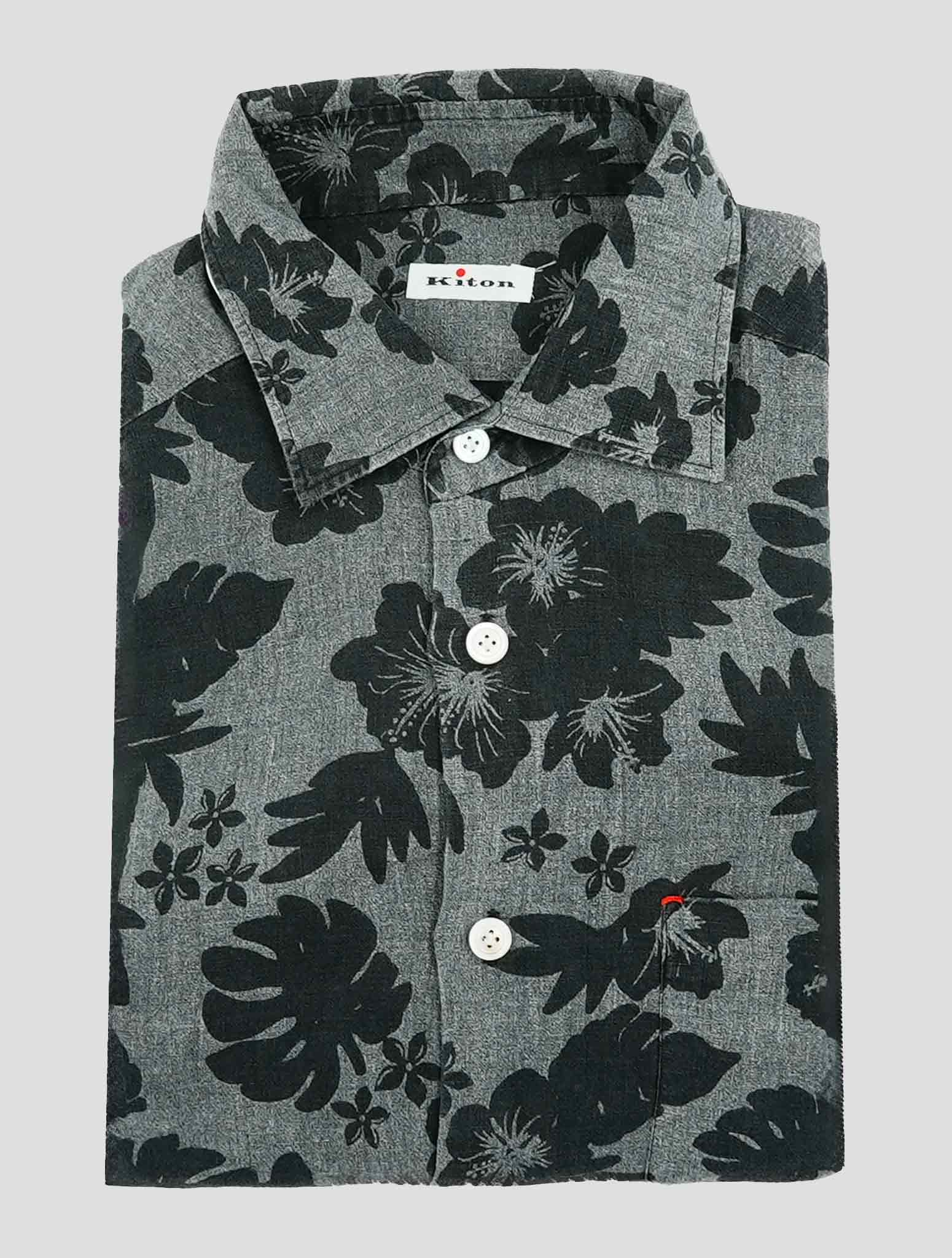 Kiton Gray Linen Nerano Shirt