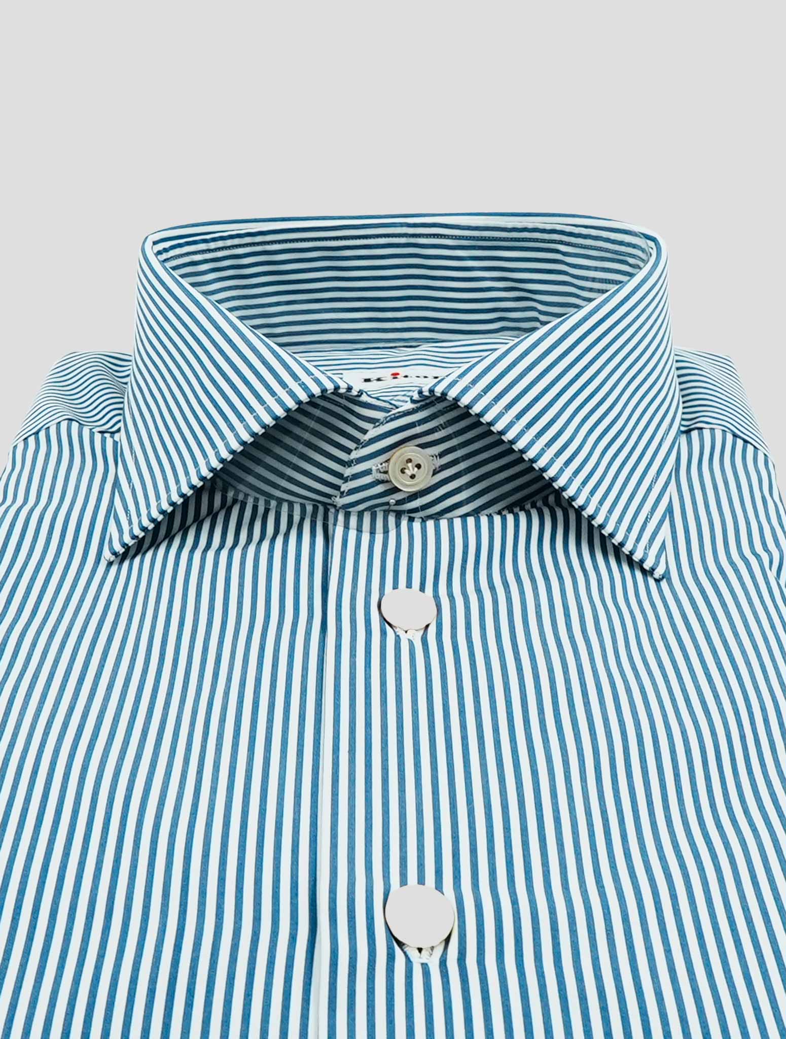 Kiton Blue White Cotton Shirt