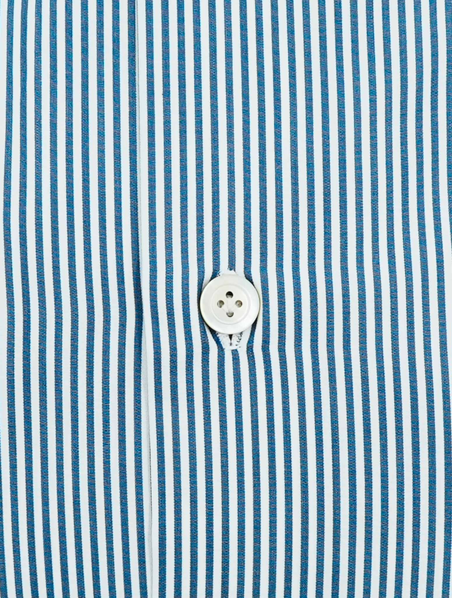 Kiton Blue White Cotton Shirt