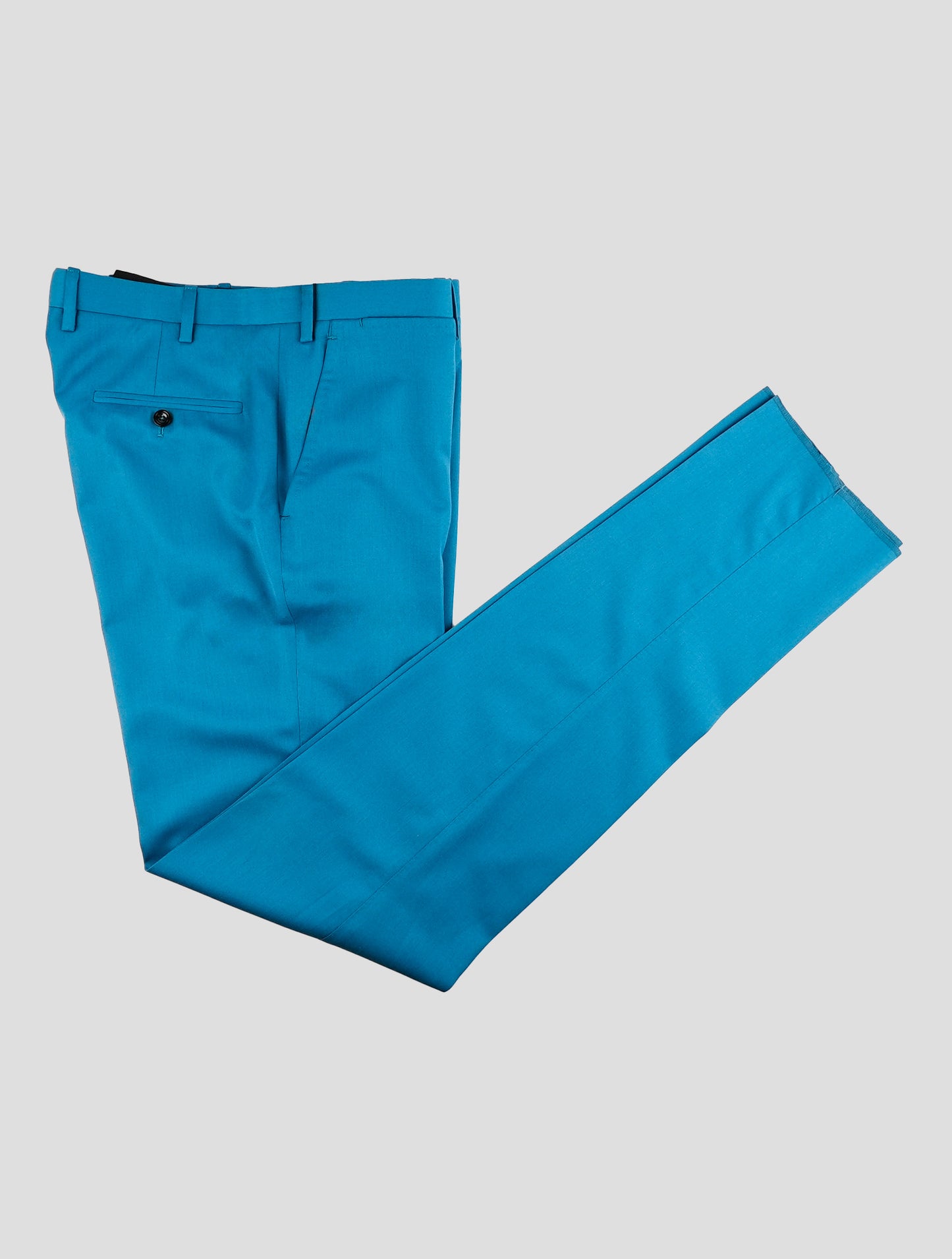 Kiton Blue Wool 14 Micron Dress Pants