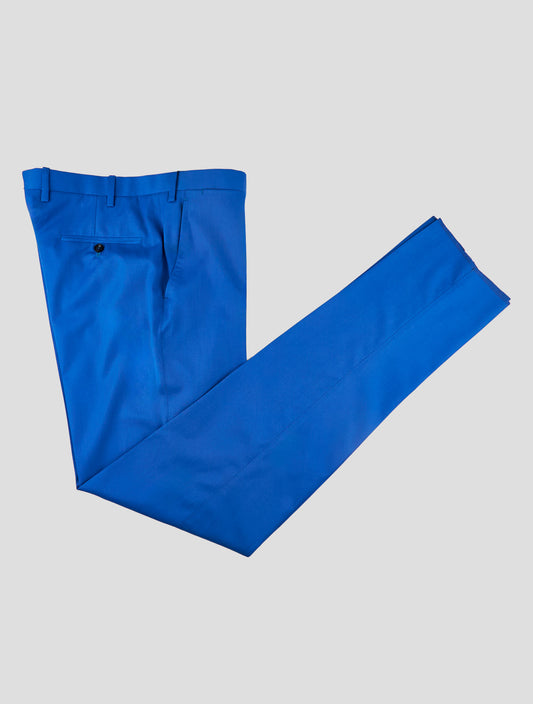 Kiton Blue Wool 14 Micron Dress Pants
