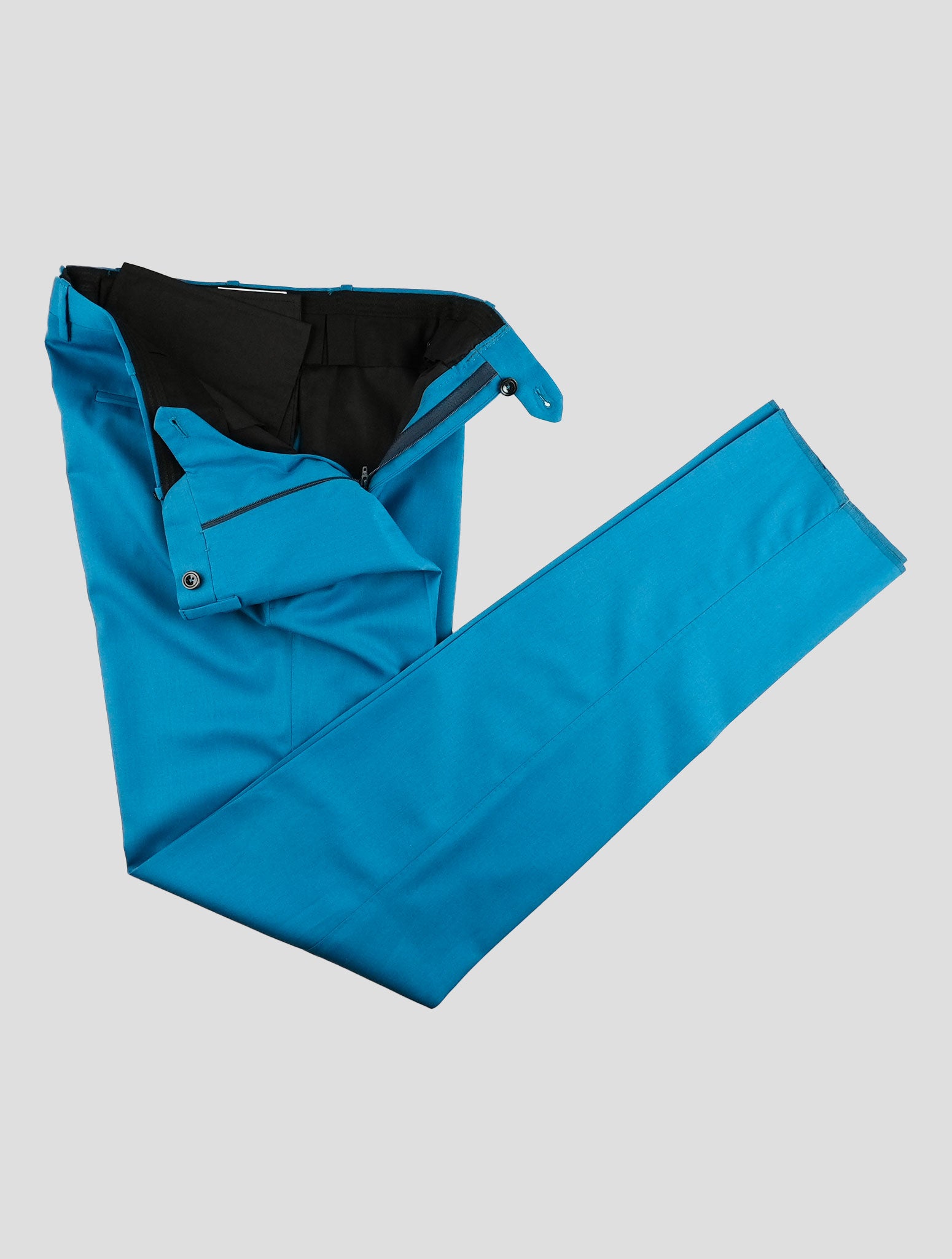 Kiton Blue Wool 14 Micron Dress Pants
