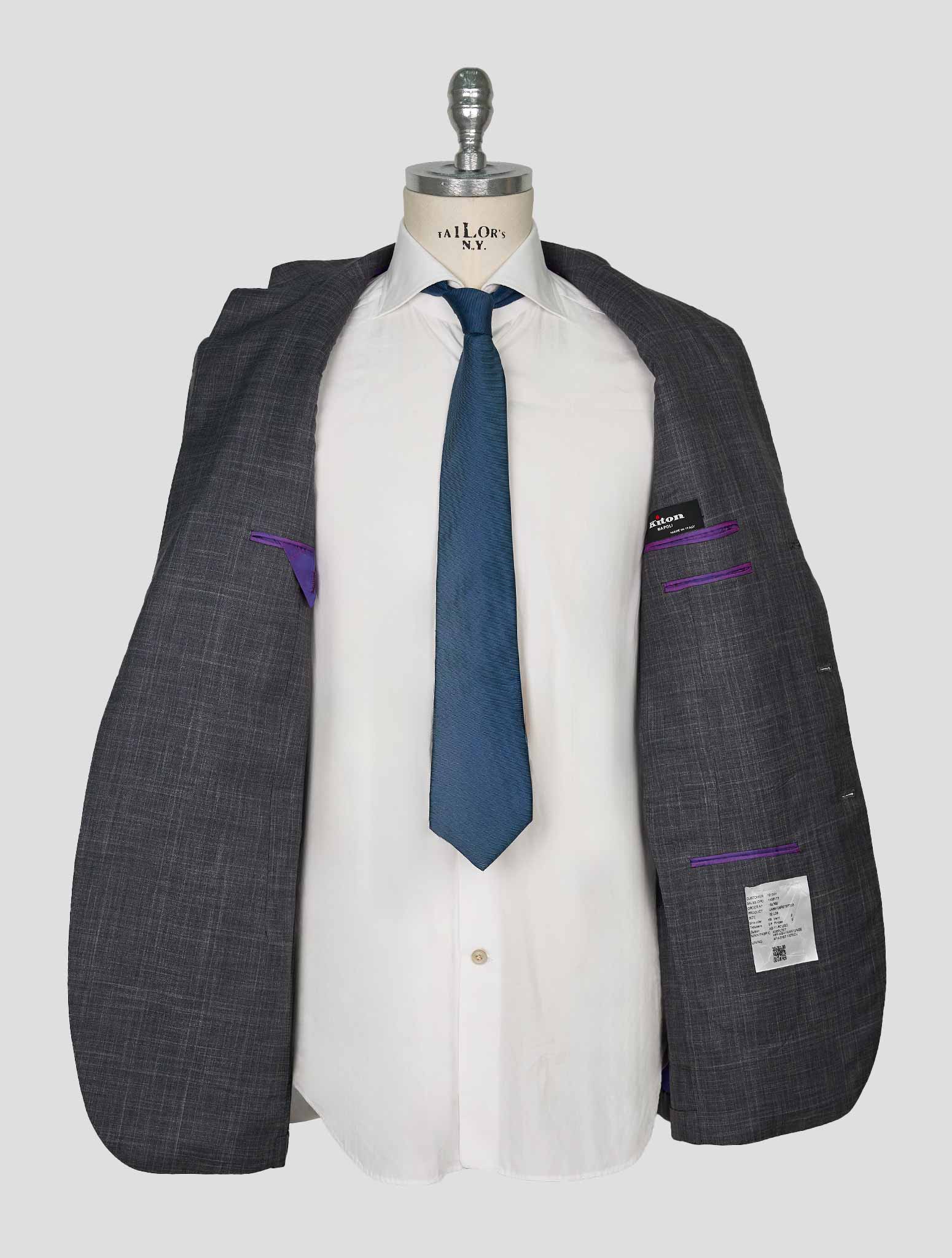 Kiton Gray Cashmere Virgin Wool Silk Suit