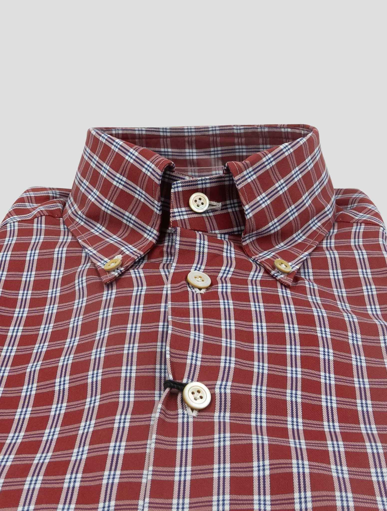 Kiton Red White Cotton Shirt