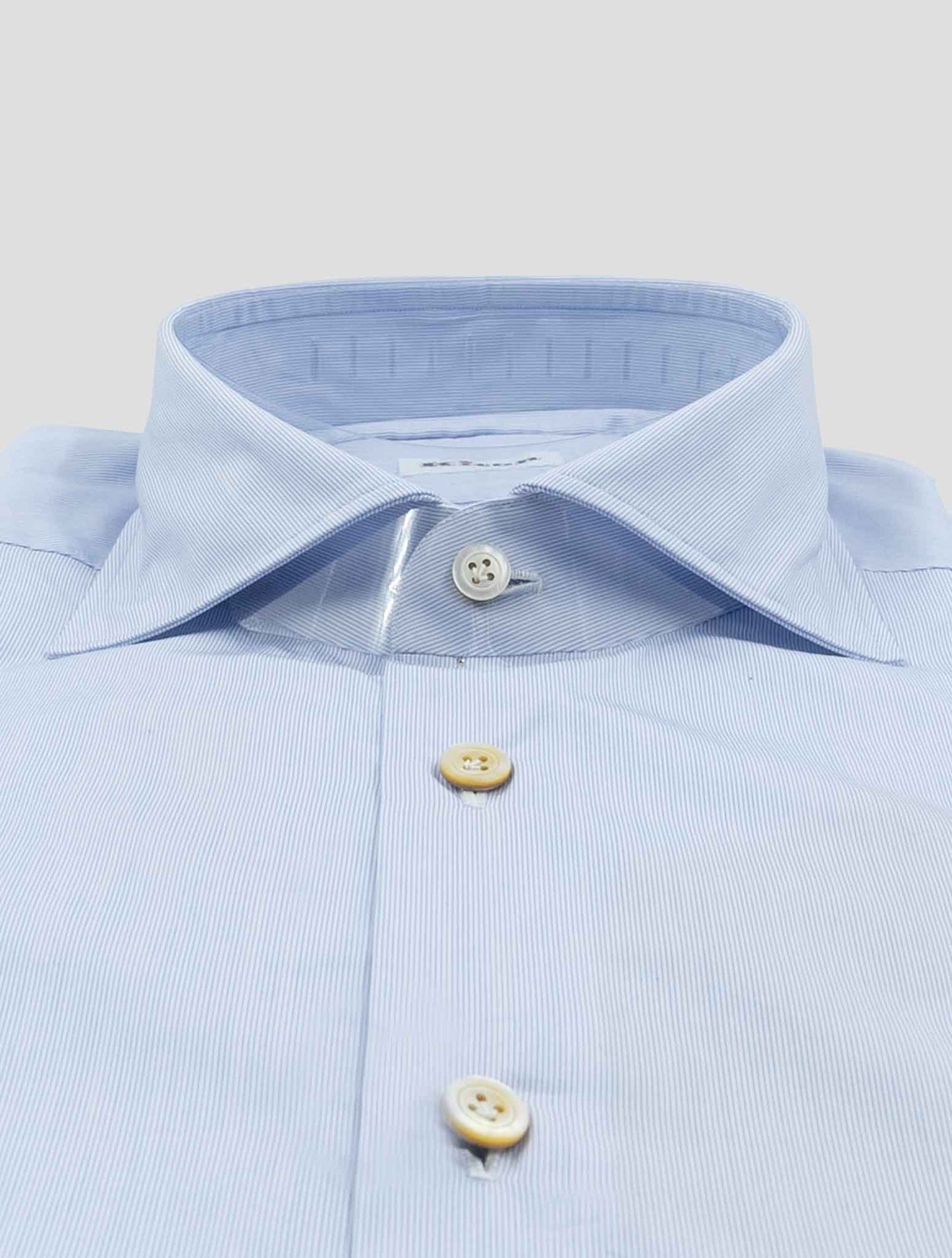 Kiton Light Blue White Cotton Shirt