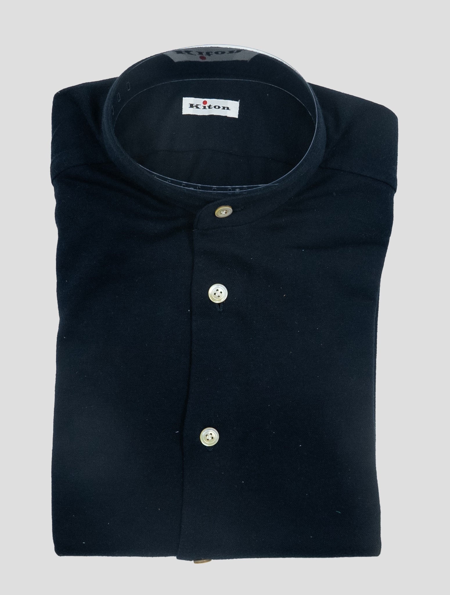 Kiton Blue Navy Cotton Cashmere Korean Shirt