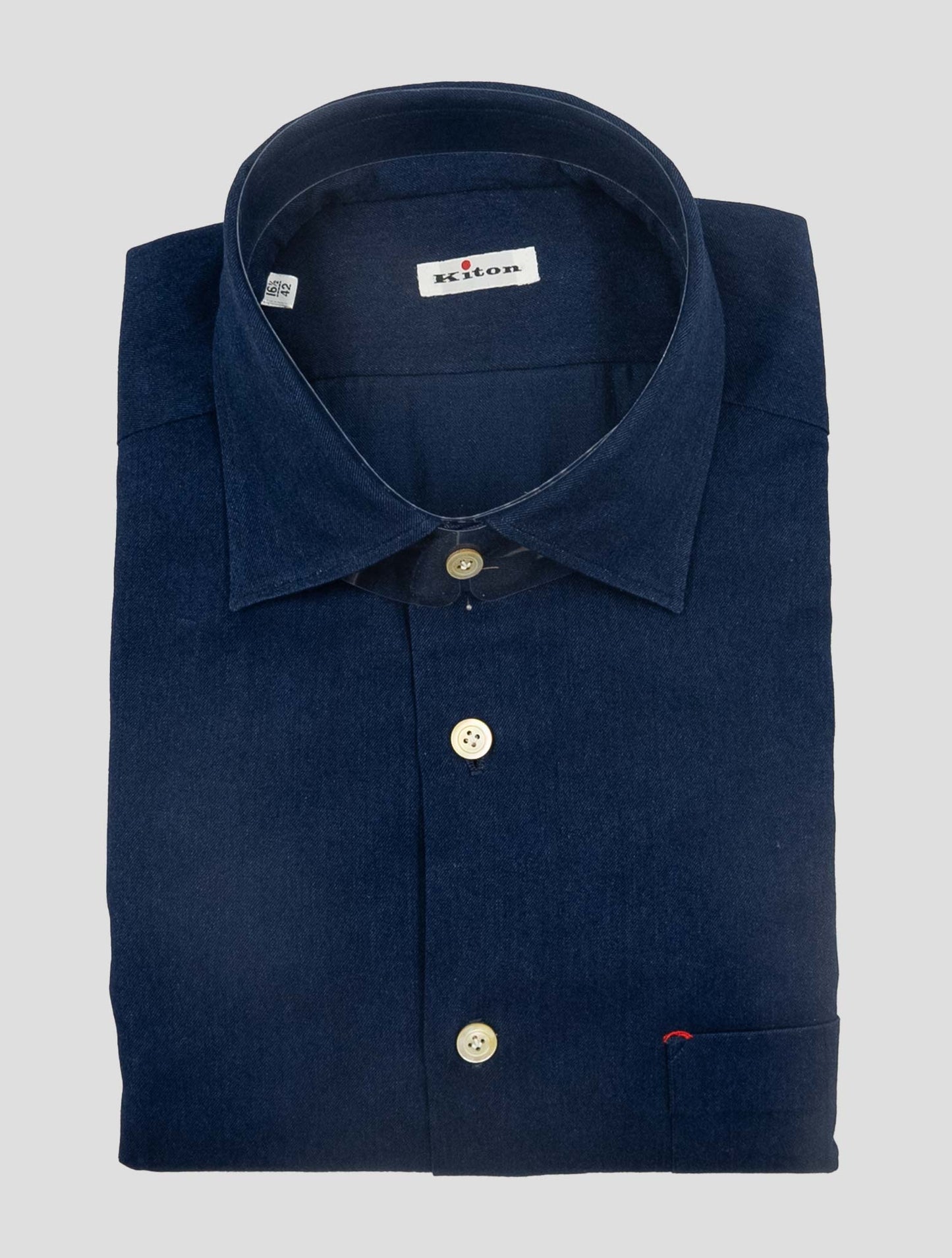 Kiton Denim Cotton Washed Shirt Nerano