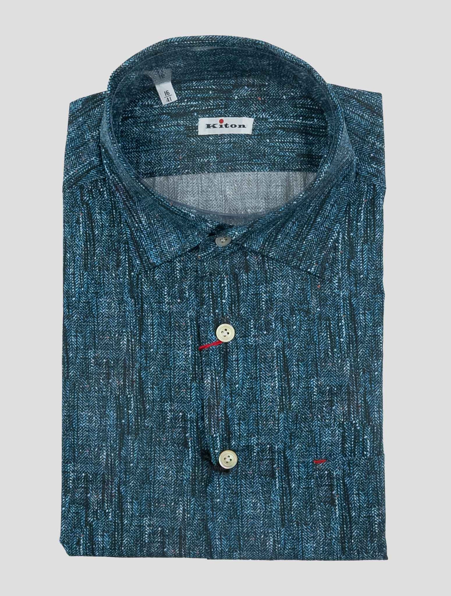 Kiton Blue Cotton Shirt Nerano
