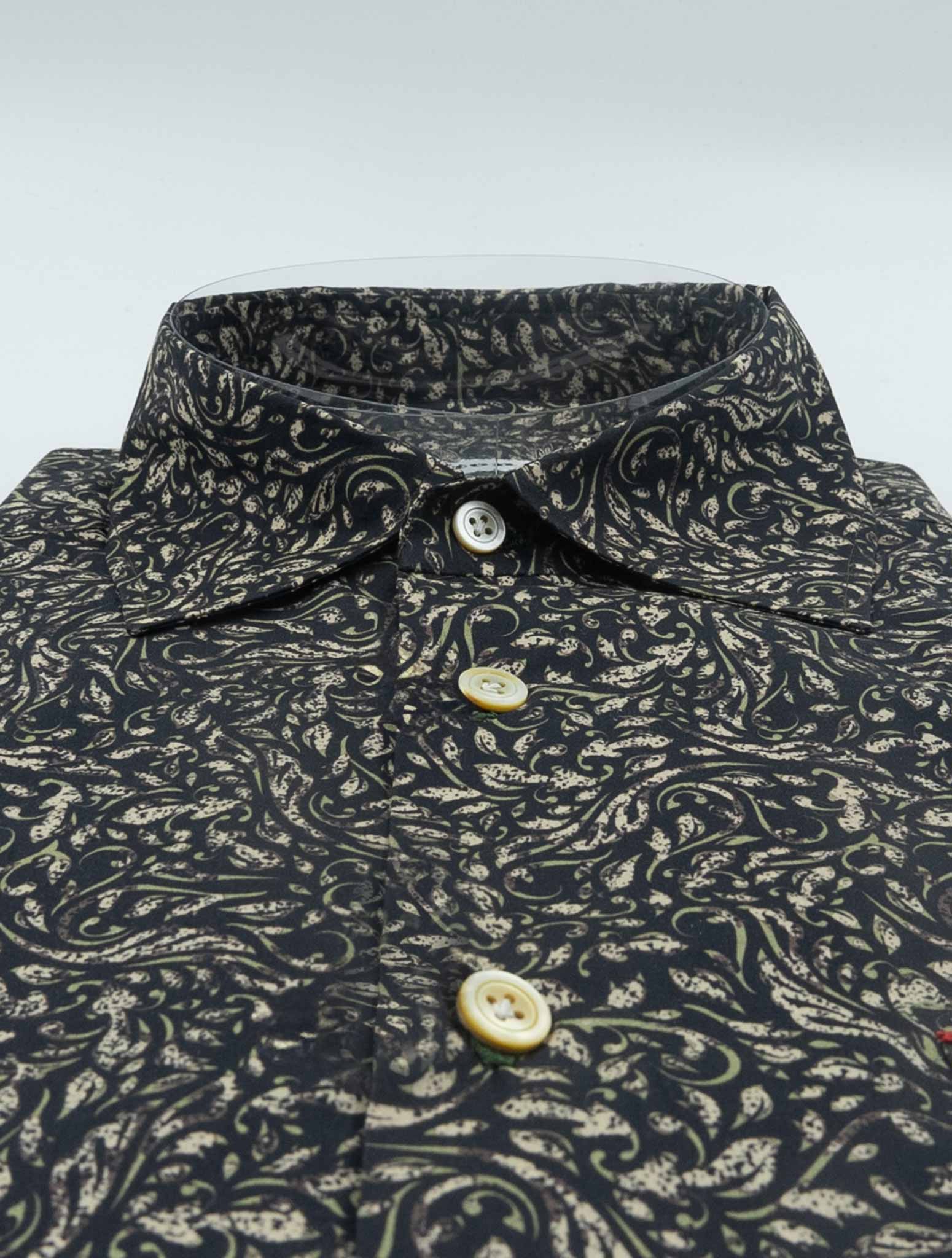 Kiton Brown White Cotton Shirt Nerano