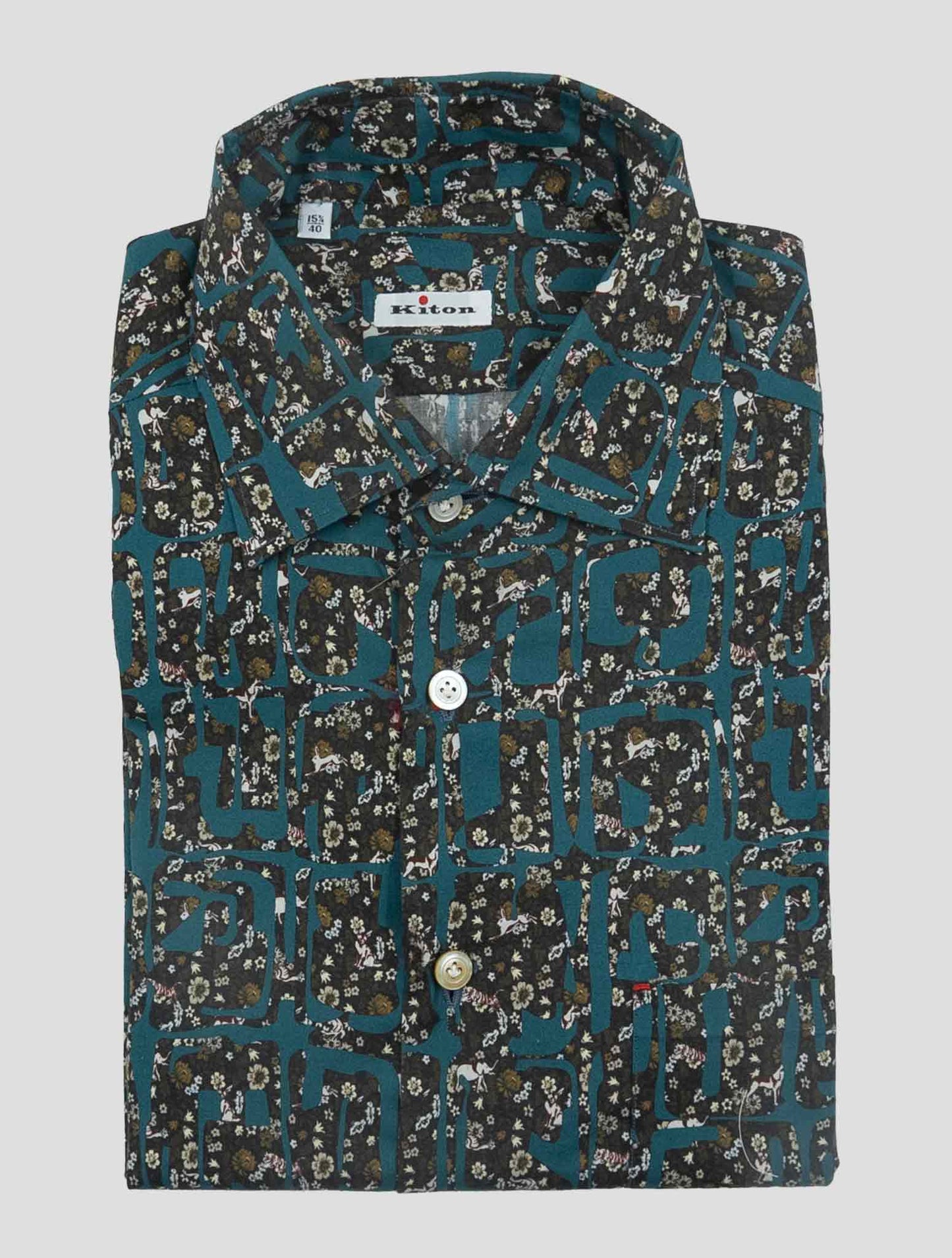 Kiton Blue Brown Cotton Shirt Nerano