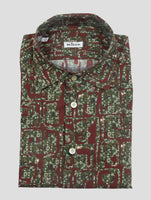 Kiton Burgundy Green Cotton Shirt Nerano
