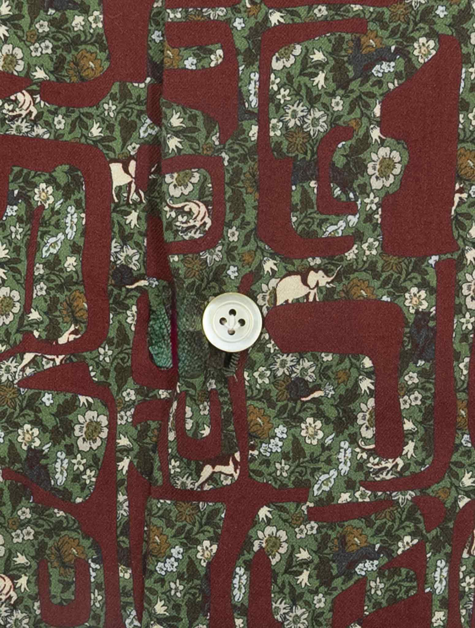 Kiton Burgundy Green Cotton Shirt Nerano