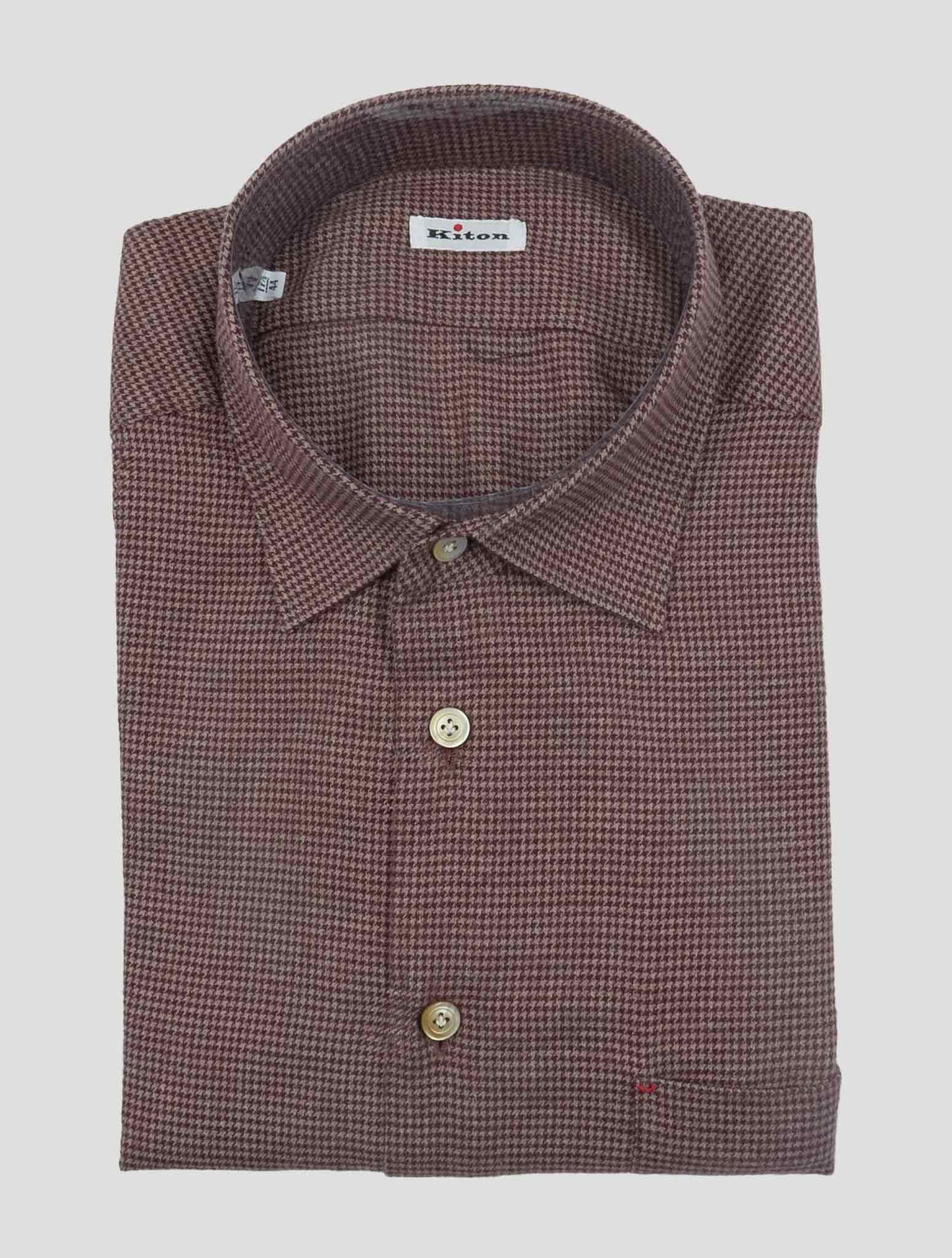 Kiton Burgundy Gray Cotton Shirt Nerano