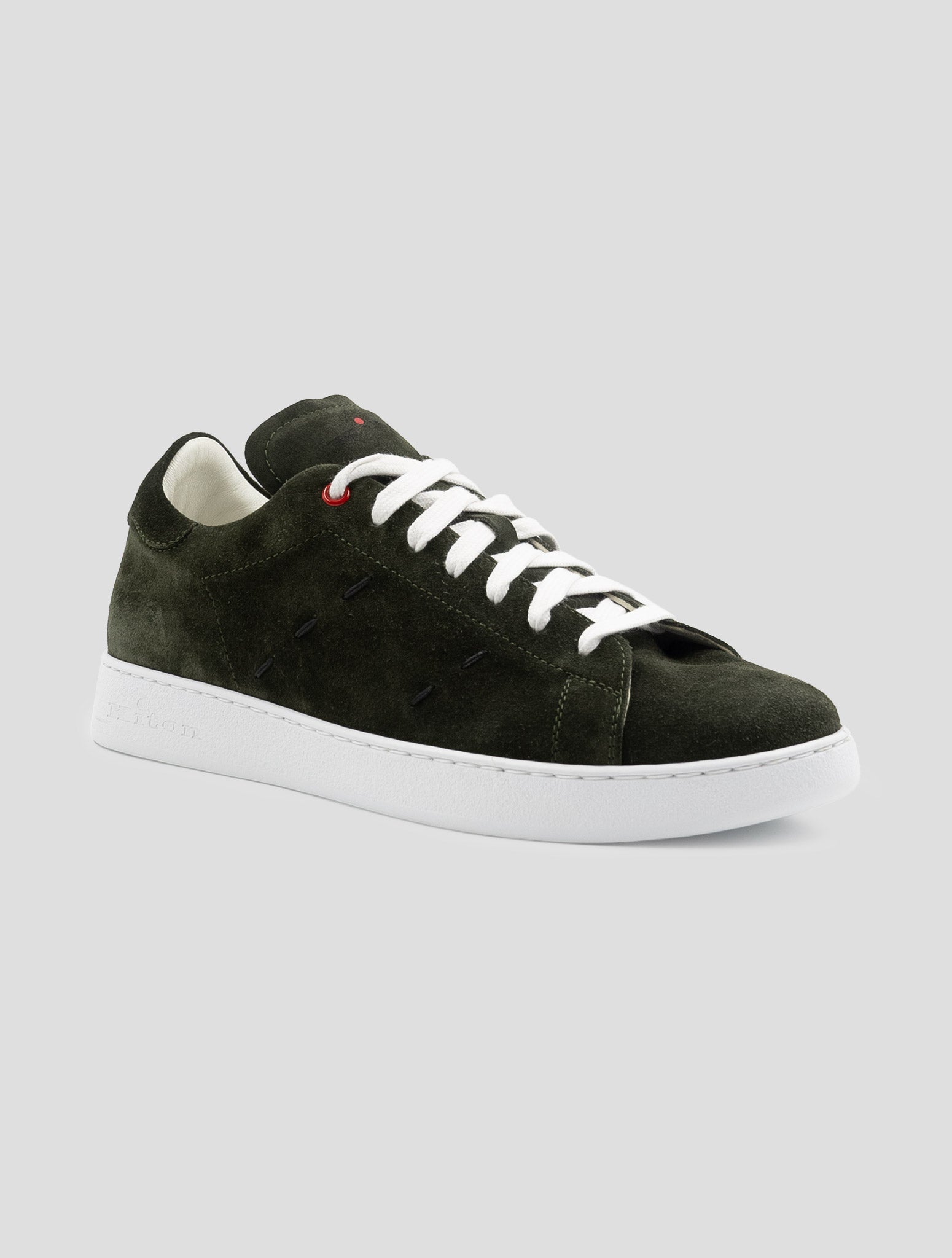 Kiton Green Leather Suede Sneakers