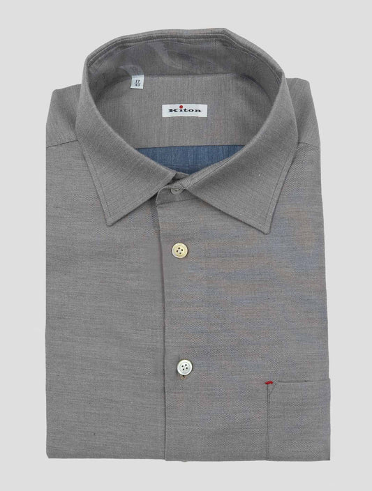 Kiton Taupe Cotton Silk Cashmere Shirt Nerano