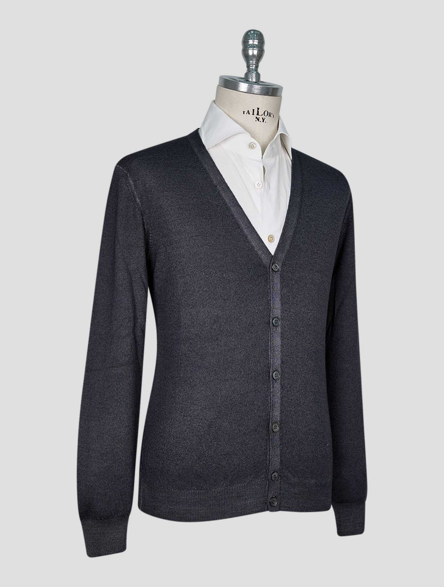 Kiton Gray Wool Cardigan