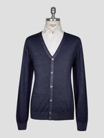 Kiton Blue Wool Cardigan