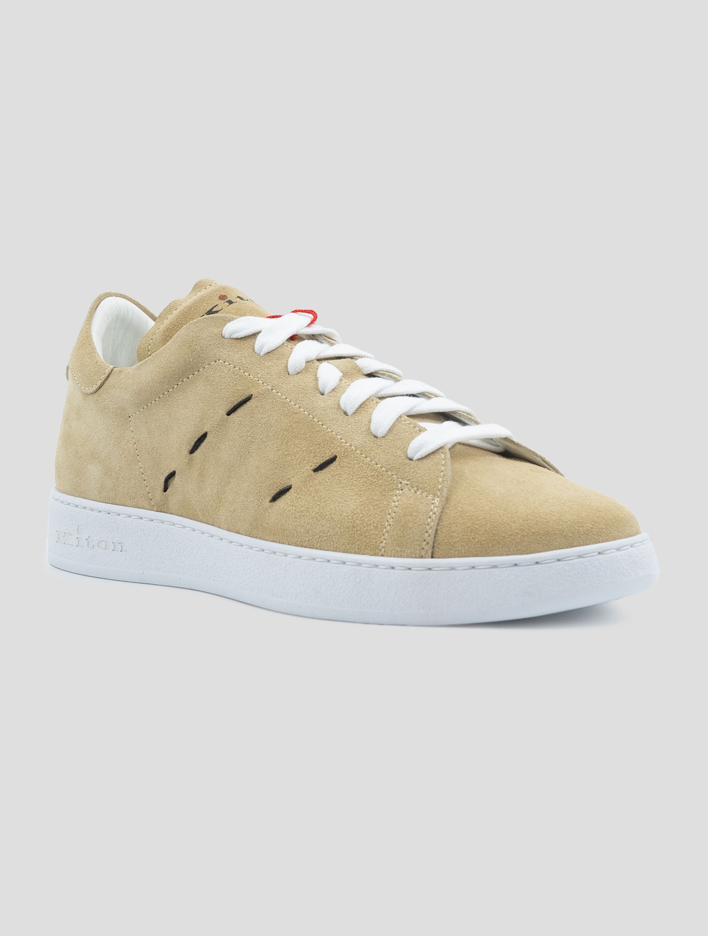 Kiton Beige Leather Suede Sneakers