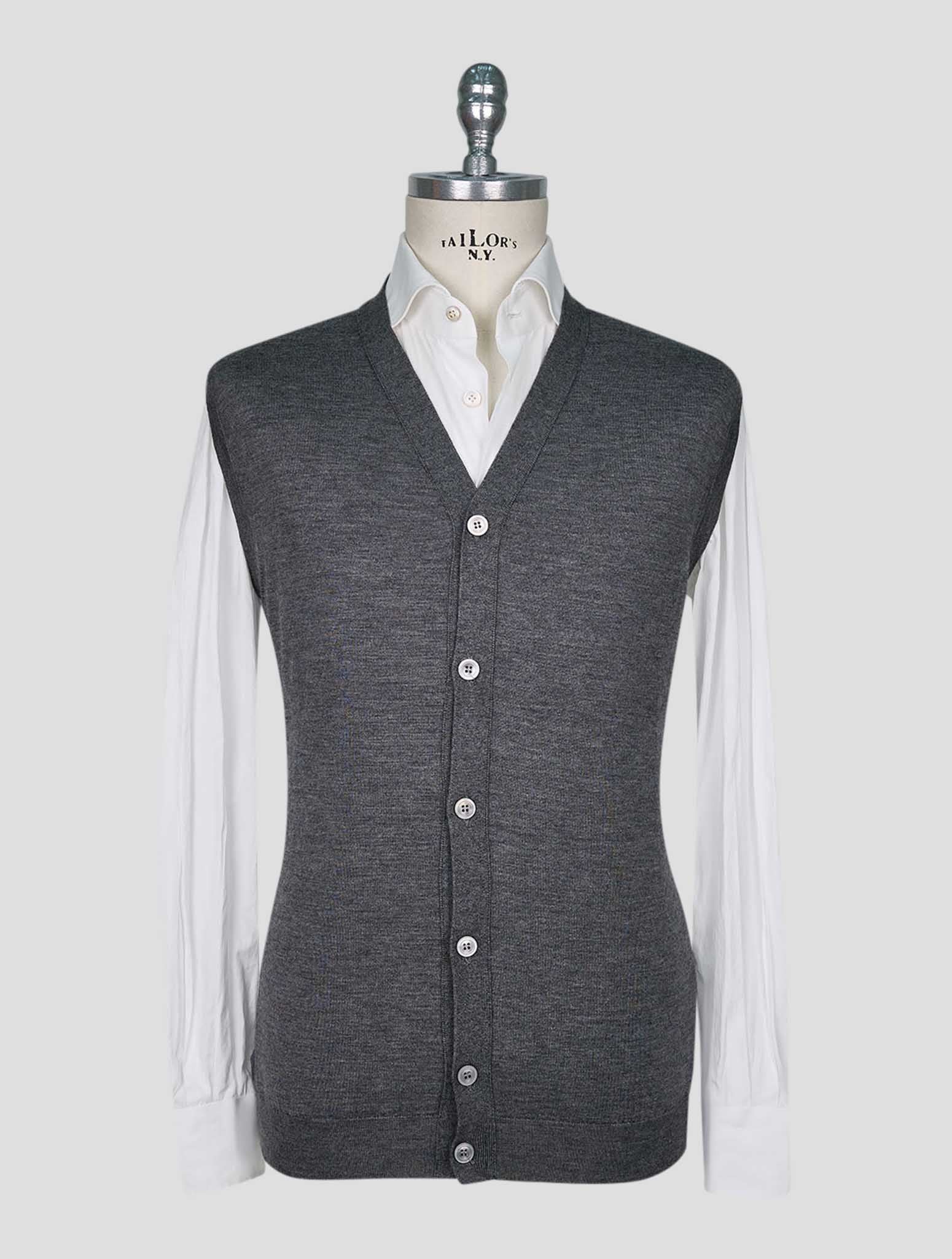 Kiton Gray Wool Cashmere Cardigan