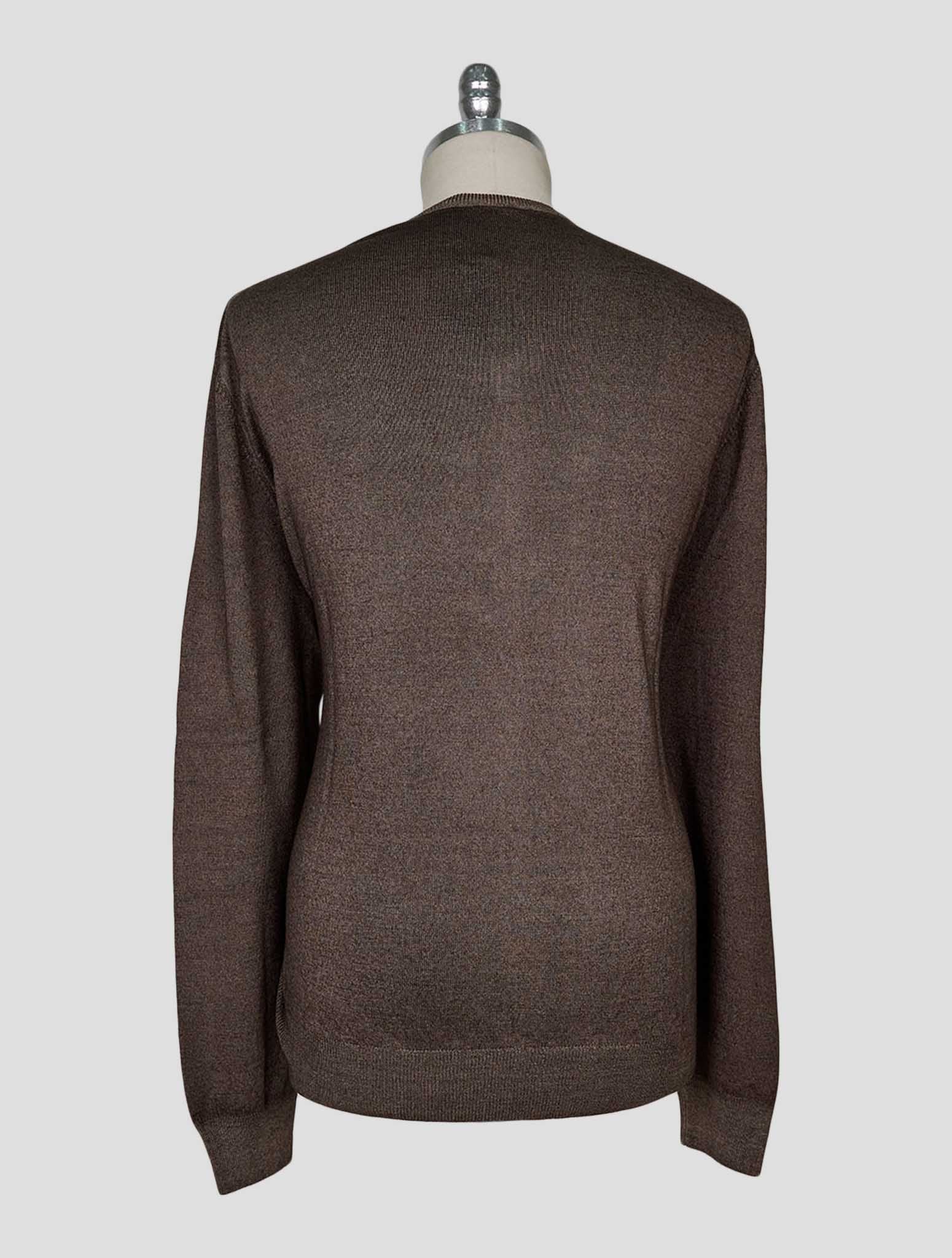 Kiton Brown Wool Sweater V-Neck