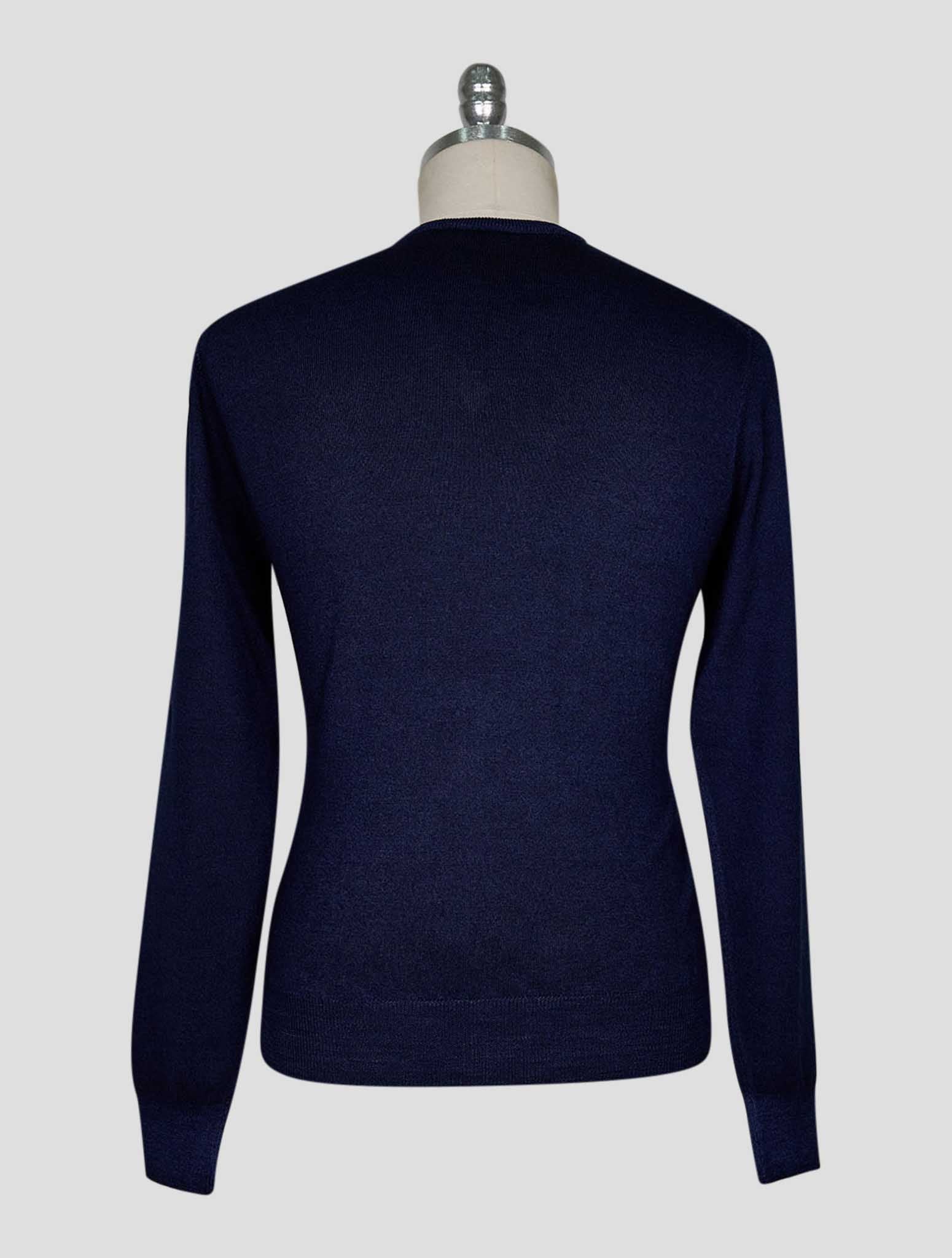 Kiton Blue Wool Sweater V-Neck