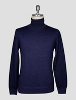 Kiton Blue Wool Sweater Turtleneck