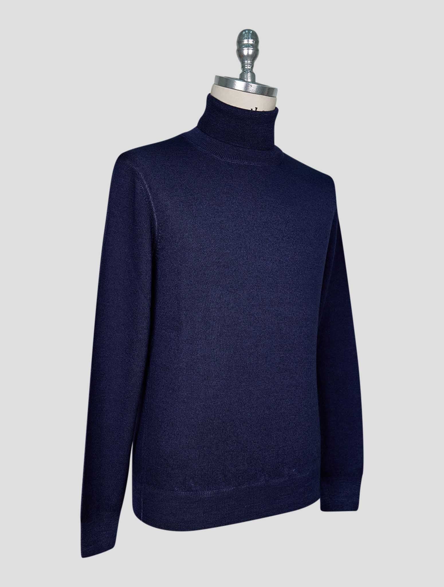 Kiton Blue Wool Sweater Turtleneck