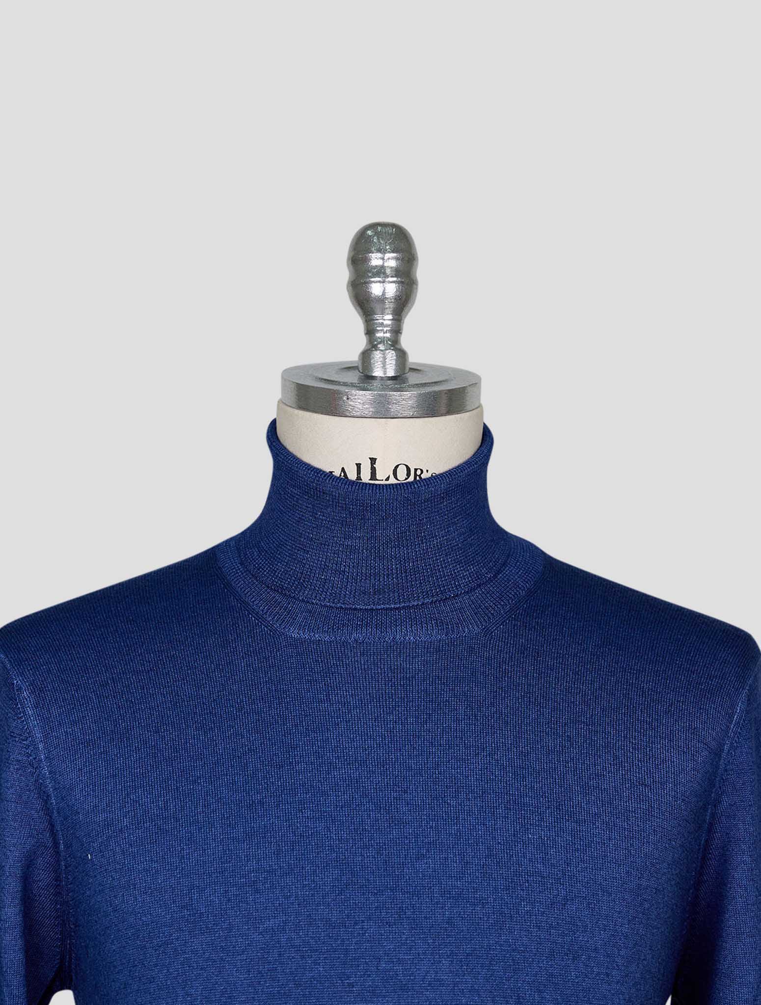 Kiton Blue Wool Sweater Turtleneck