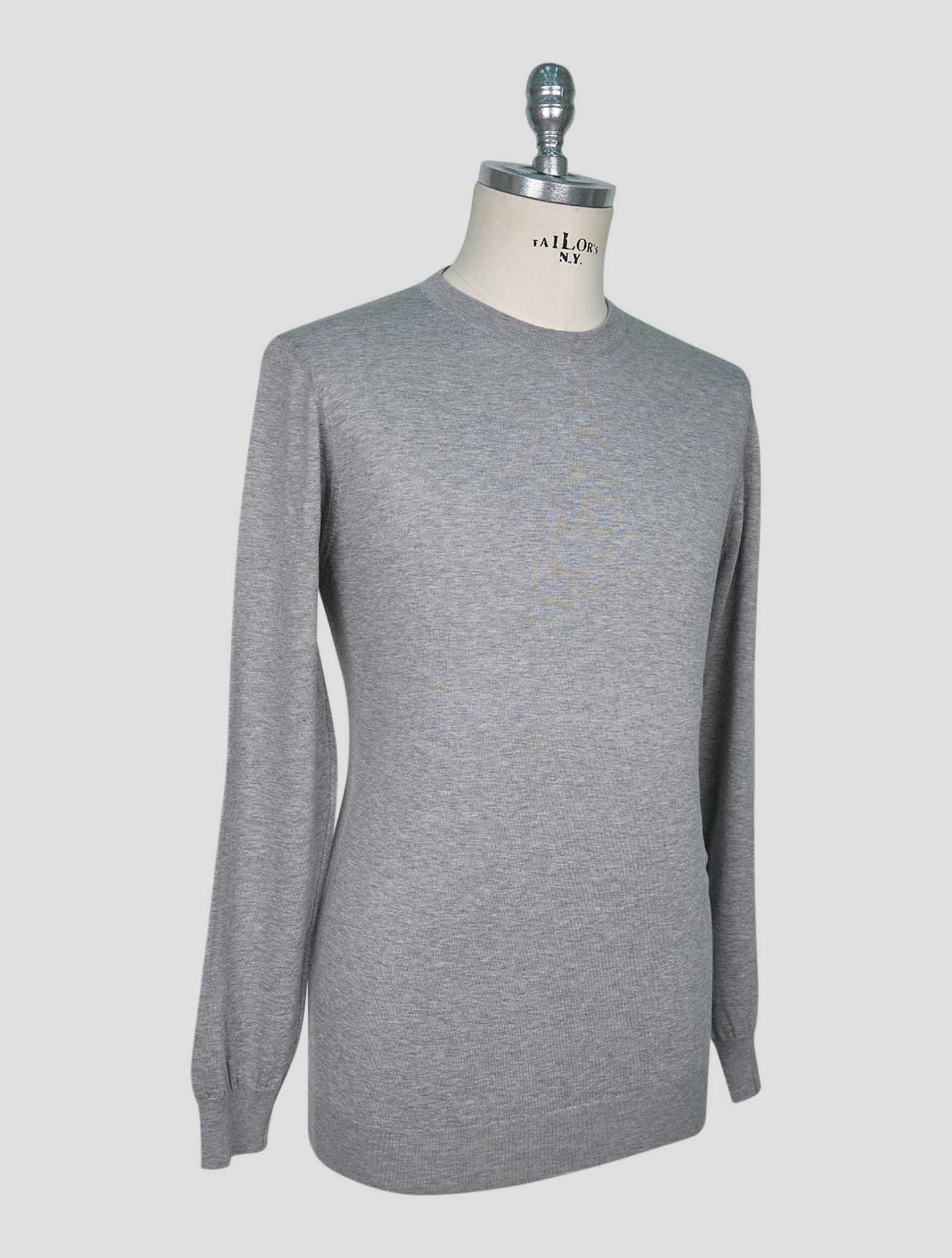 Kiton Gray Cotton Sweater Crewneck