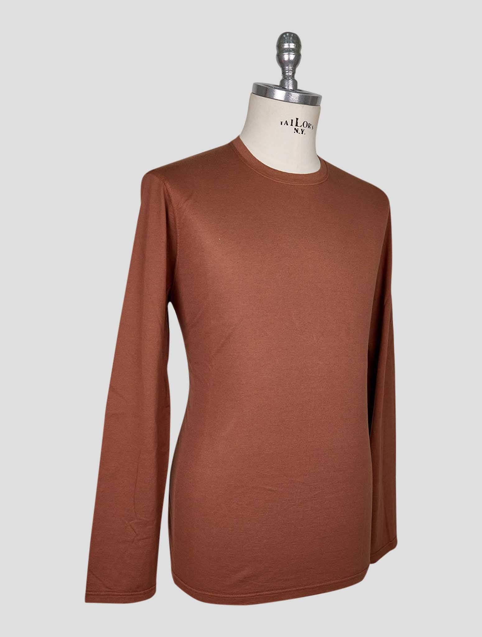 Kiton Brown Cotton Cashmere T-Shirt Long Sleeve