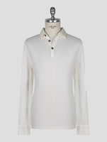 Kiton White Cotton Cashmere Sweater Polo