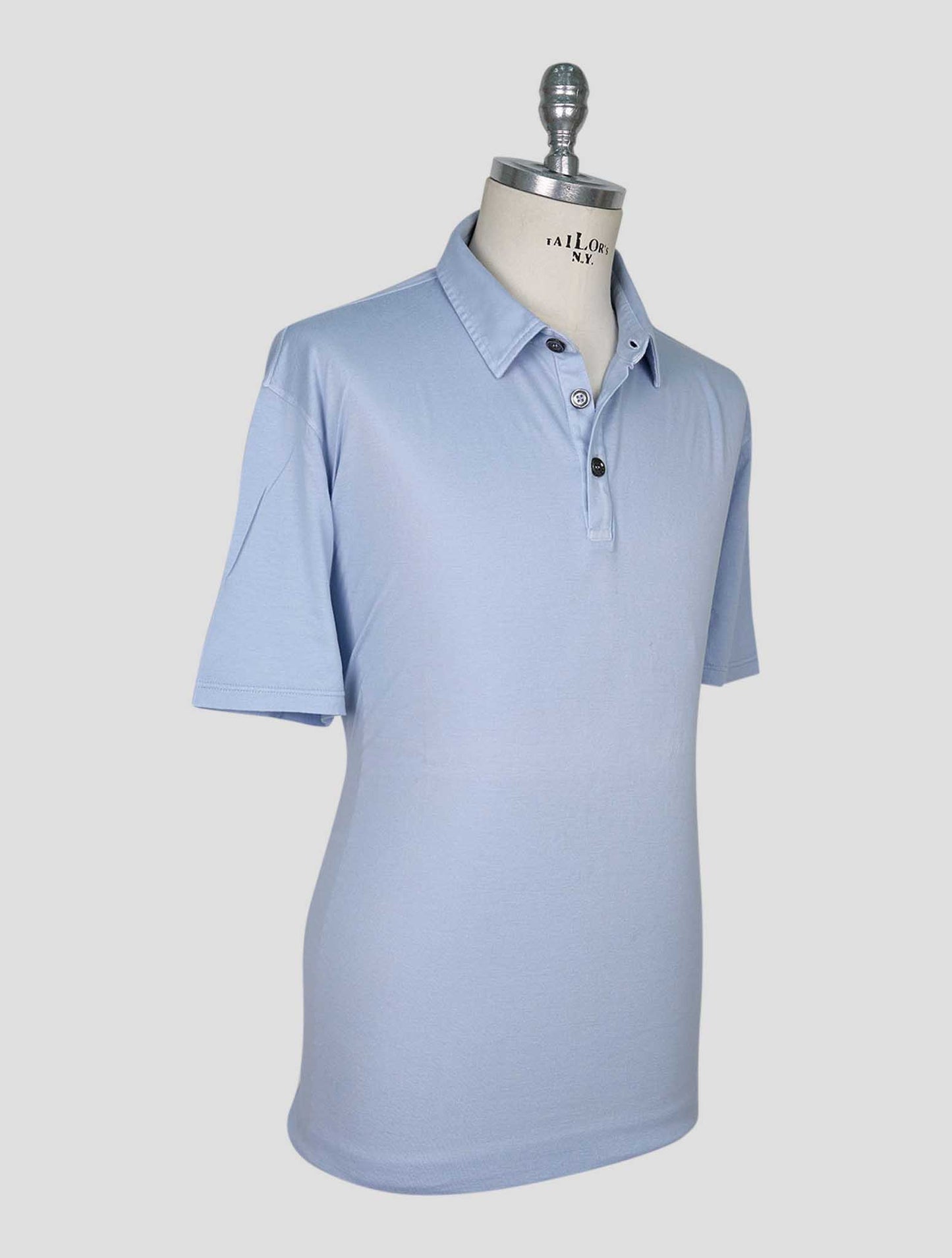 Kiton Light Blue Cotton Cashmere Polo